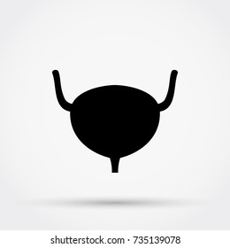 Black silhouette of urinary bladder vector icon.