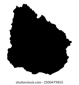 Black Silhouette of a Uruguay Country land Map