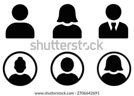 Black silhouette user profile icons person