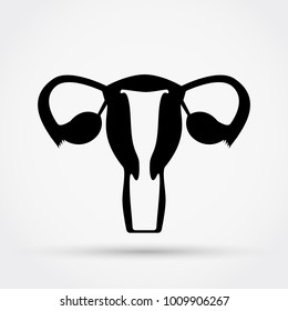 Black silhouette of uterus vector icon.