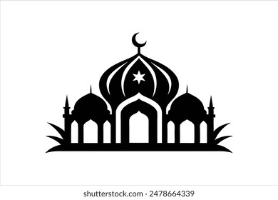 Black silhouette vector artwork of Islamic art pattern design elements. Intricate and elegant, these illustrations capture the essence of traditional Islamic motifs.