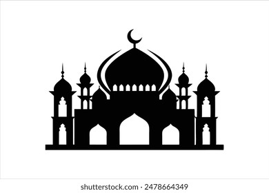 Black silhouette vector artwork of Islamic art pattern design elements. Intricate and elegant, these illustrations capture the essence of traditional Islamic motifs.