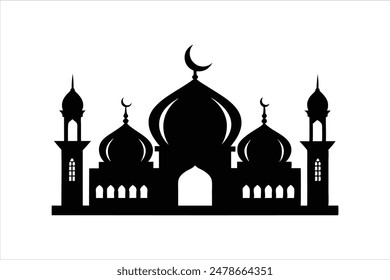 Black silhouette vector artwork of Islamic art pattern design elements. Intricate and elegant, these illustrations capture the essence of traditional Islamic motifs.