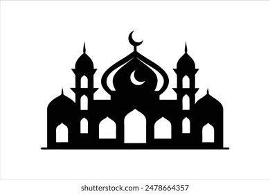 Black silhouette vector artwork of Islamic art pattern design elements. Intricate and elegant, these illustrations capture the essence of traditional Islamic motifs.