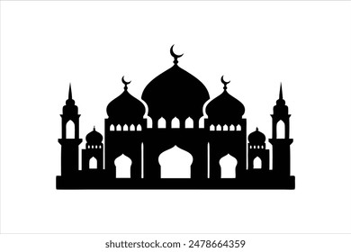 Black silhouette vector artwork of Islamic art pattern design elements. Intricate and elegant, these illustrations capture the essence of traditional Islamic motifs.