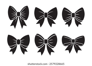 Black silhouette vector bow set