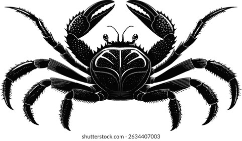 um vetor de silhueta preta de um caranguejo