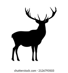 Black silhouette of a vector deer, deer icon in eps 10.