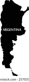 black silhouette vector design of argentina map