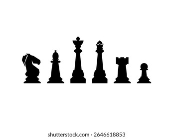 Diseño de Vector de silueta negro de ajedrez sobre fondo blanco