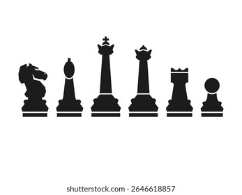 black silhouette vector design of chess on white background