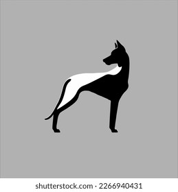 Black silhouette Vector design of a dog isolated on white background