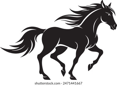 Black Silhouette Vector Design of a Horse Tattoo