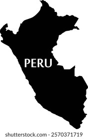 black silhouette vector design of peru map