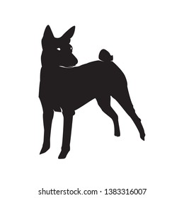 black silhouette vector of a dog isolated white background