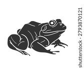 Black silhouette vector doodle stamp of american bullfrog official US state symbol