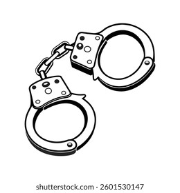 Black silhouette vector Handcuffs, handcuffed silhouette icon vector illustration on white background
