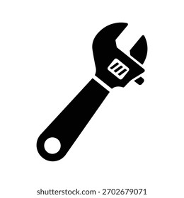 Ícone de vetor de silhueta preta de uma chave ou chave elástica ajustável. Símbolo perfeito para projetos de conceito de mecânica, reparação, ferramentas, indústria e manutenção.
