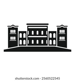 Black silhouette vector icon of a big city hall building with columns facade