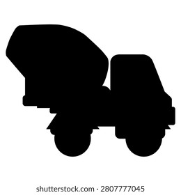 Black Silhouette Vector Icon of a Concrete Mixer Truck, Isolated on a White Background 28