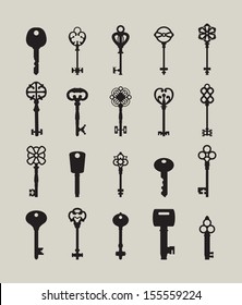 Black Silhouette. Vector. Icon Key