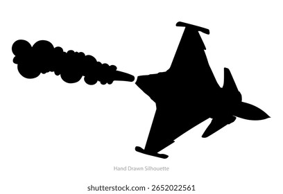 Black silhouette vector icon of a man with a gun in front of an airplane symbol in the sky