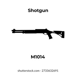 A black silhouette vector icon representing a tactical M1014 semi-automatic shotgun on a white background.