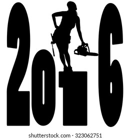 black silhouette vector illustration 2016 New Year