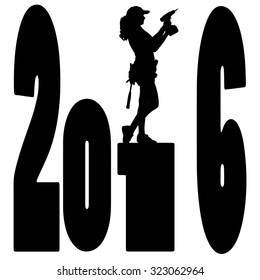 black silhouette vector illustration 2016 New Year