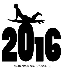 black silhouette vector illustration 2016 New Year