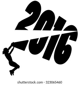 black silhouette vector illustration 2016 New Year