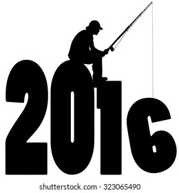 black silhouette vector illustration 2016 New Year