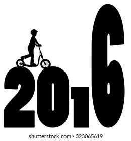black silhouette vector illustration 2016 New Year