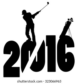 black silhouette vector illustration 2016 New Year