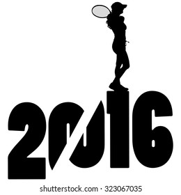 black silhouette vector illustration 2016 New Year