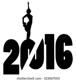 black silhouette vector illustration 2016 New Year