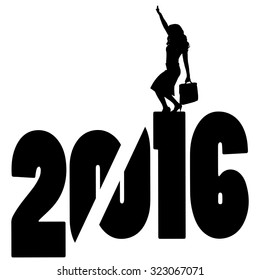black silhouette vector illustration 2016 New Year