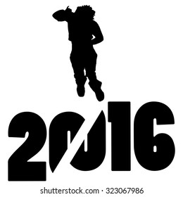 black silhouette vector illustration 2016 New Year