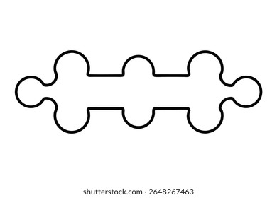 A black silhouette vector illustration of an abstract puzzle piece with a simple design and smooth curves The piece is composed of several interconnected rounded shapes creating.
