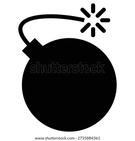 A black silhouette vector illustration of a classic cartoon bomb with a lit fuse. This iconic symbol represents danger, explosion, or a game element.