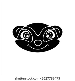 Black silhouette vector illustration of a cute meerkat head. Perfect for icons, logos, signs, and flat graphic designs.