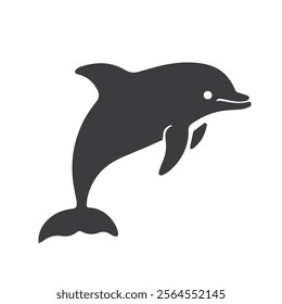 Black silhouette vector illustration of a dolphin