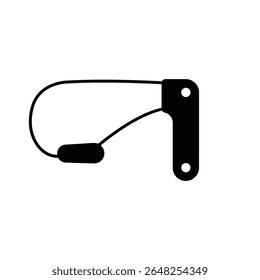 Ilustração de vetor de silhueta preta de um testador de corda de banda elástica em um fundo branco. O ícone é simples e de estilo mínimo.