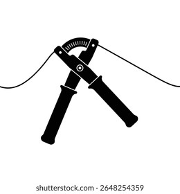 Uma ilustração de vetor de silhueta preta de um testador de corda de banda elástica contra um fundo branco A imagem é simples e minimalista em estilo.