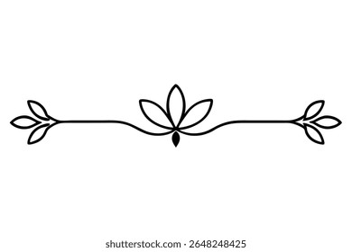 A black silhouette vector illustration featuring a symmetrical floral design element.