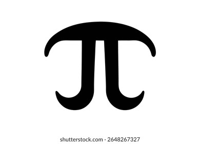 A black silhouette vector illustration of the Greek letter Pi on a white background The symbol is bold and features curved lines.