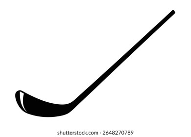 A black silhouette vector illustration of an ice hockey stick angled against a white background. The image is simple and bold.