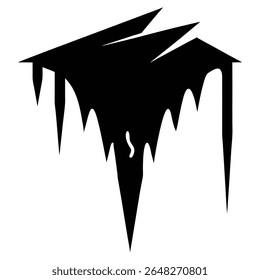 Zwarte silhouet vector illustratie van een ijspegel met scherpe randen en druipende vorst De stijl is minimalistisch en abstract.