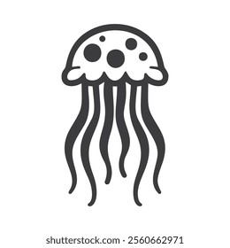 Black silhouette vector illustration of a jellyfish