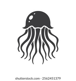 Black silhouette vector illustration of a jellyfish